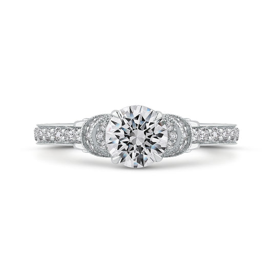 Shah Luxury Round Cut Diamond Engagement Ring In 14K White Gold (Semi-Mount)
