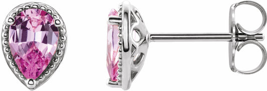 14K White Pink Sapphire Earrings