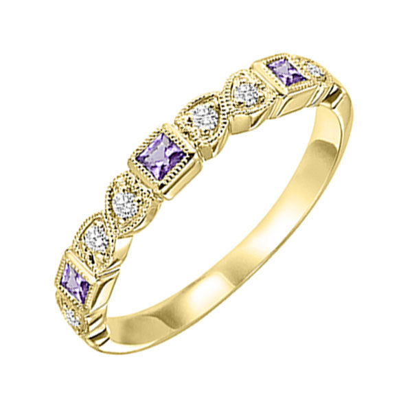 Gems One 10Kt Yellow Gold Diamond (1/10Ctw) & Amethyst (1/5 Ctw) Ring