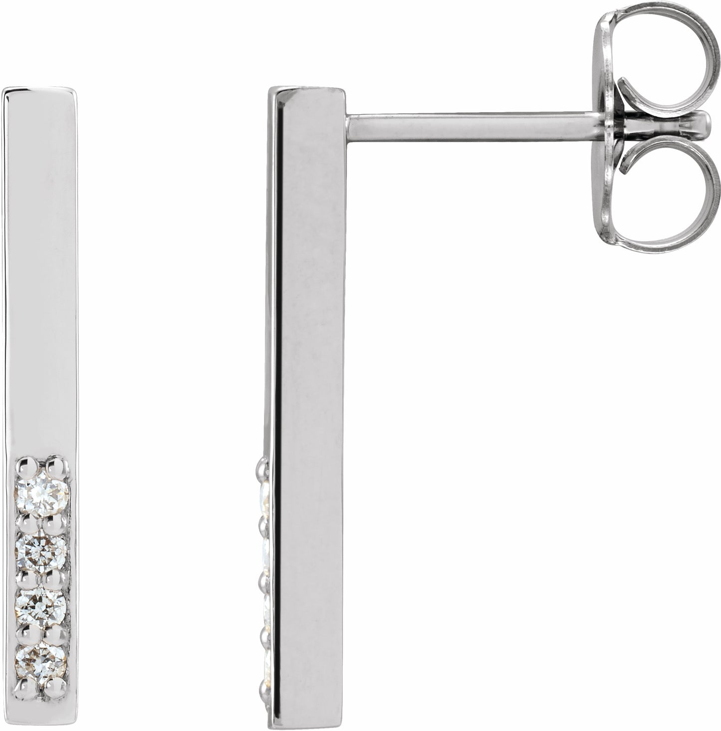14K White .07 CTW Diamond Bar Earrings