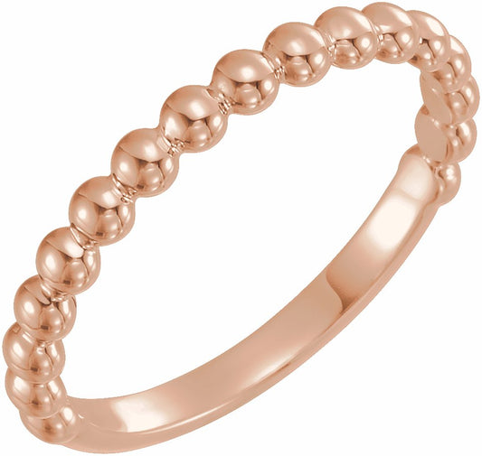 14K Rose Stackable Beaded Ring
