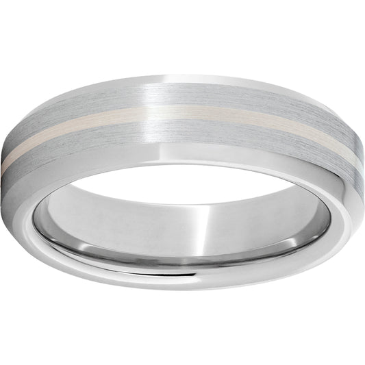 Serinium Beveled Edge Band with a 1mm Sterling Silver Inlay