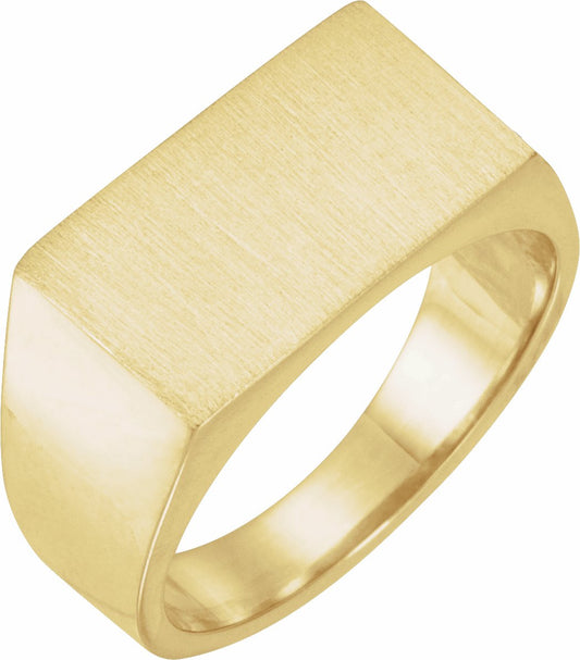 14K Yellow 15x9 mm Rectangle Signet Ring