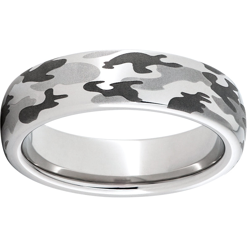 Serinium Domed Band with a Camo Laser Engraving