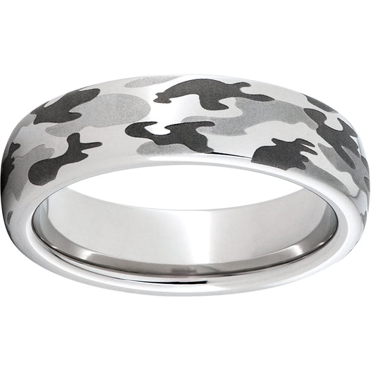 Serinium Domed Band with a Camo Laser Engraving