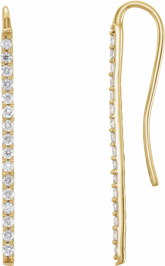 14K Yellow 1/3 CTW Diamond Bar Earrings