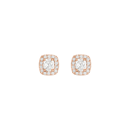 Henri Daussi 18k Rose Gold Diamond Stud Earrings