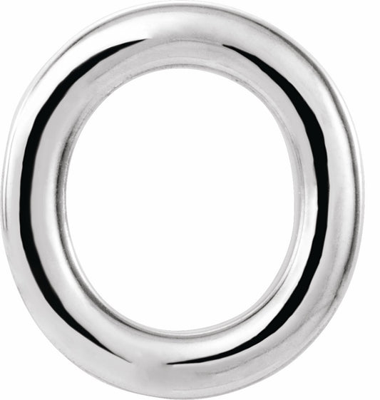 14K White Single Initial O Earring