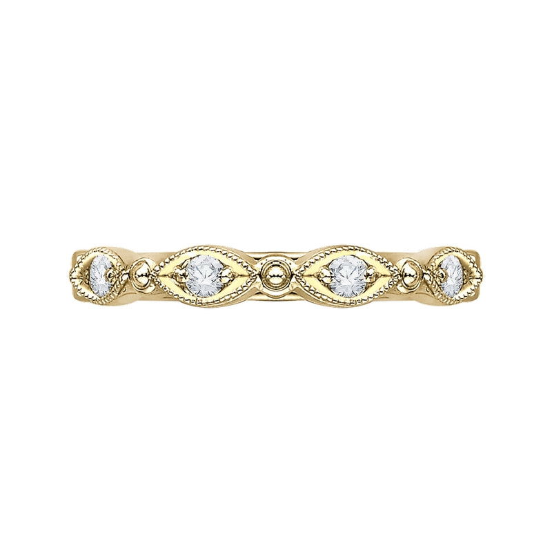 Shah Luxury 14K Yellow Gold Round Diamond Eternity Wedding Band