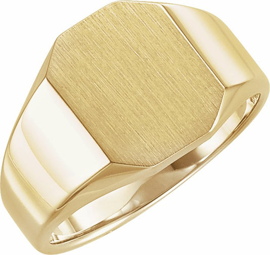 14K Yellow 11x9 mm Octagon Signet Ring