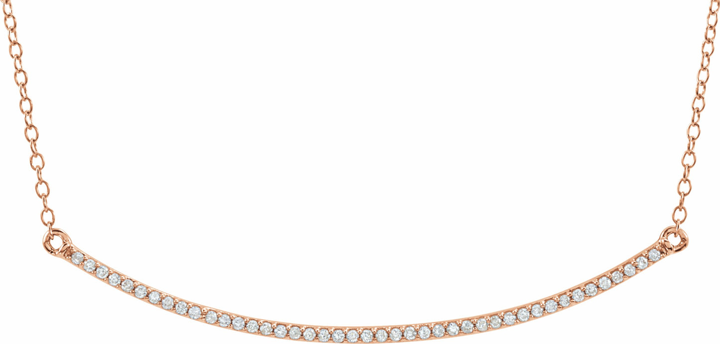 14K Rose 1/6 CTW Diamond Bar 16-18 Necklace