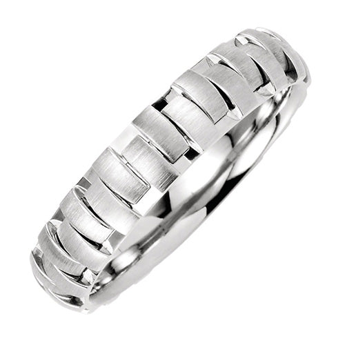 Stuller 14k White Gold Patterned Men's Wedding Band