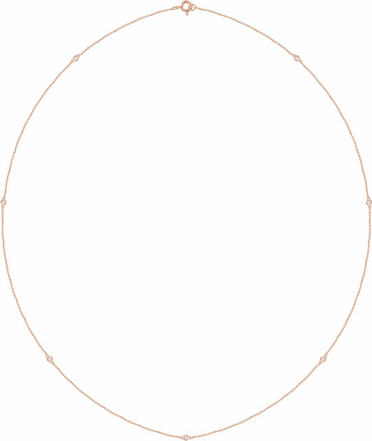 14K Rose 1/4 CTW Diamond 7-Station 24 Necklace