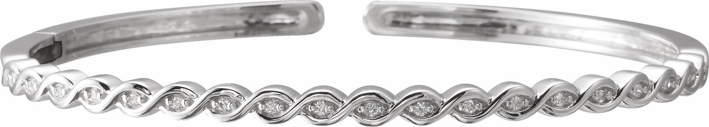 14K White 1/6 CTW Diamond Stackable Bangle Bracelet