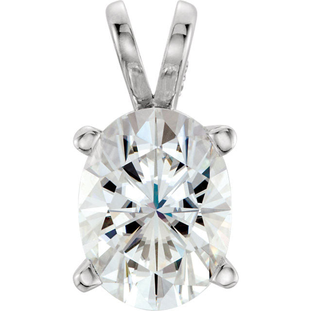 Stuller 14k White Gold Oval Forever One Moissanite Pendant