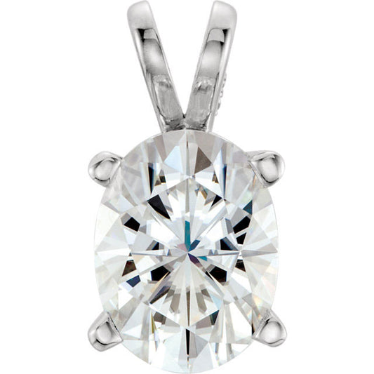 Stuller 14k White Gold Oval Forever One Moissanite Pendant