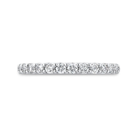 Shah Luxury Platinum Round Cut Diamond Half-Eternity Wedding Band