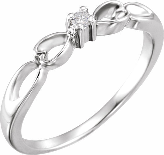 14K White .03 CT Diamond Heart Ring