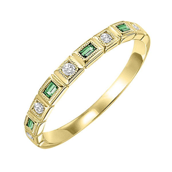 Gems One 10Kt Yellow Gold Diamond (1/10Ctw) & Emerald (1/8 Ctw) Ring