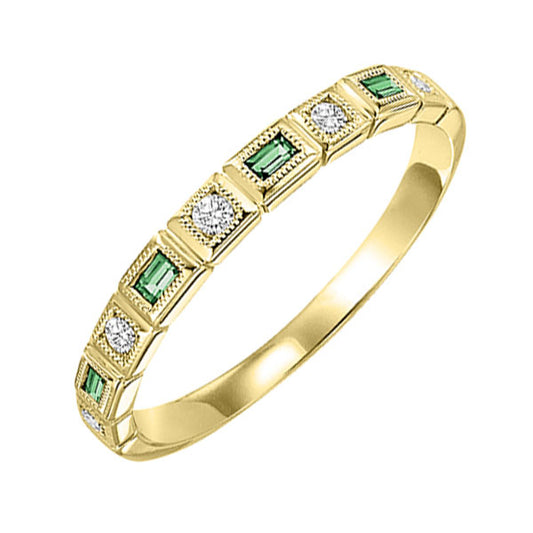 Gems One 10Kt Yellow Gold Diamond (1/10Ctw) & Emerald (1/8 Ctw) Ring