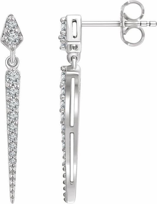 14K White 1/4 CTW Diamond Dangle Earrings