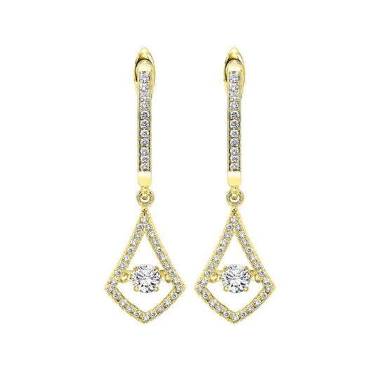 Gems One 14KT Yellow Gold & Diamond Rhythm Of Love Fashion Earrings   - 1/2 ctw