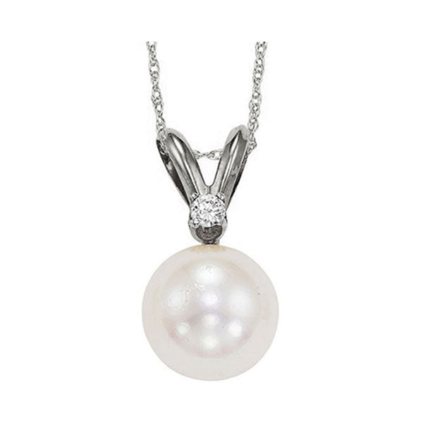 Gems One 14Kt White Gold Diamond (1/50Ctw) & Pearl (1/2 Ctw) Pendant