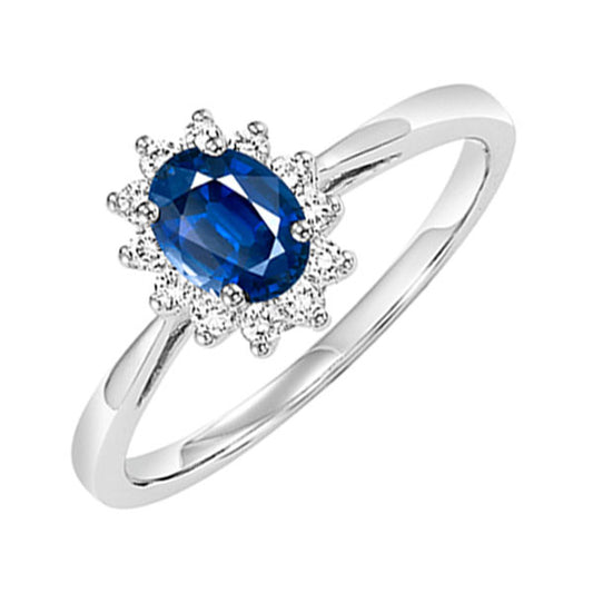 Gems One 14Kt White Gold Diamond (1/5Ctw) & Sapphire (1/2 Ctw) Ring