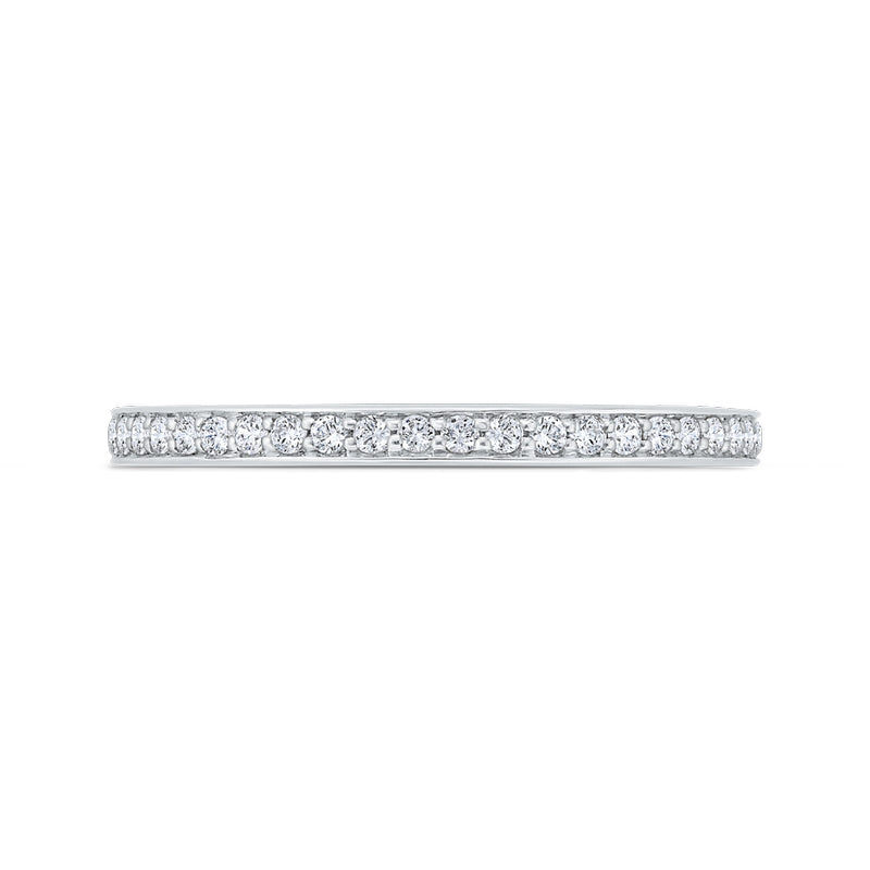 Shah Luxury 14K White Gold Round Cut Diamond Wedding Band