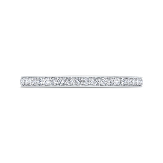 Shah Luxury 14K White Gold Round Cut Diamond Wedding Band