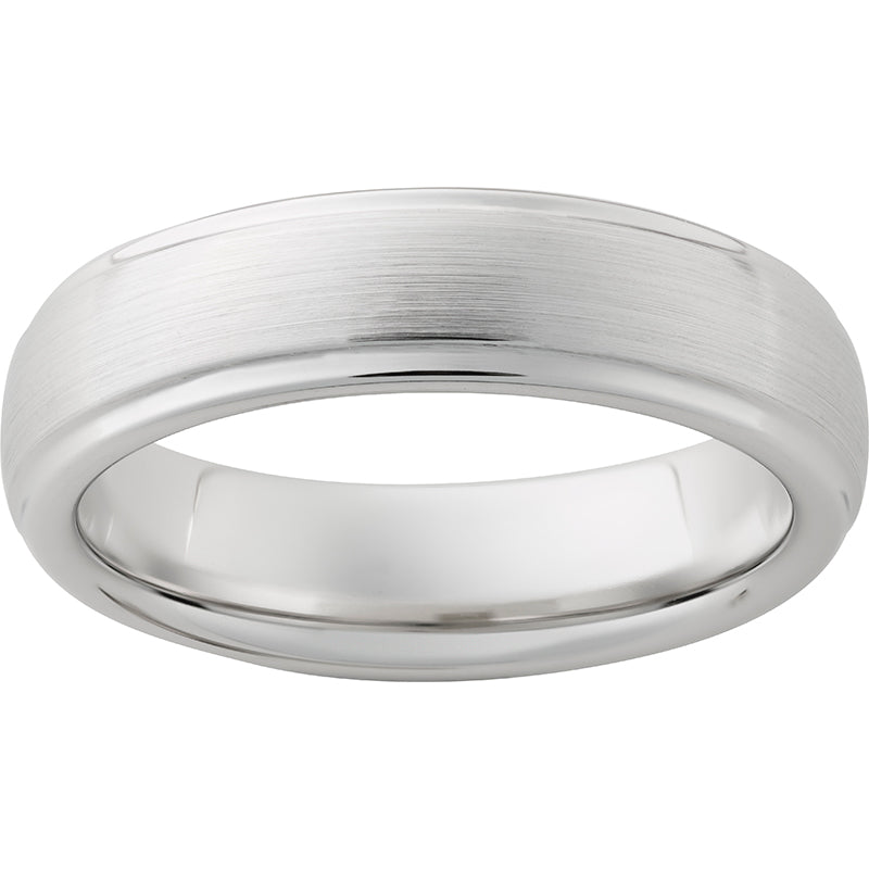 Serinium Domed Band with Grooved Edges and Satin Finish