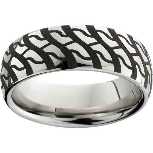 Serinium Domed Band with Mudder Laser Engraving