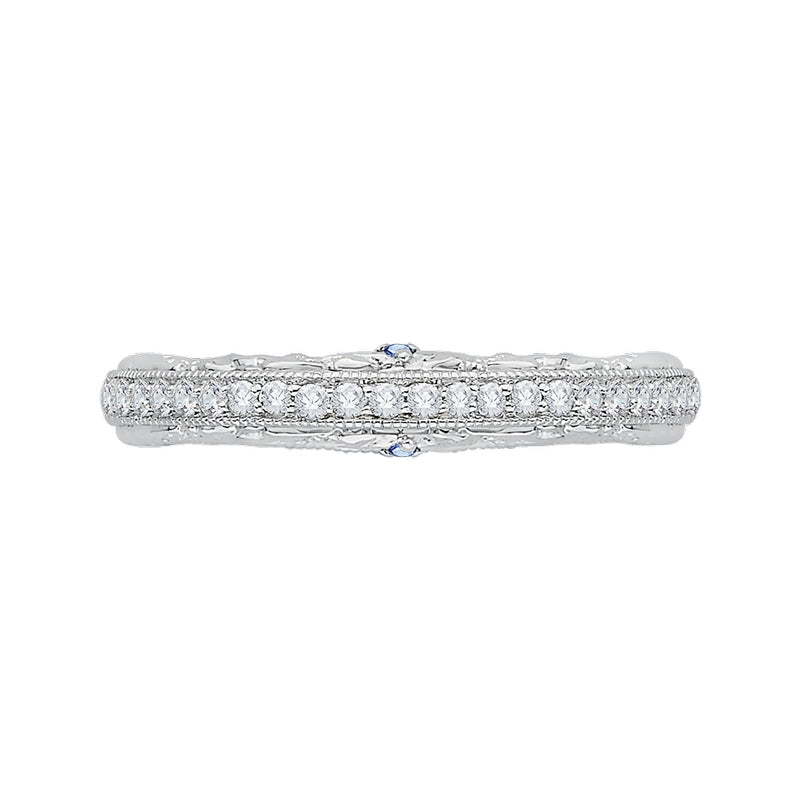 Shah Luxury 14K White Gold Euro Shank Round Diamond Wedding Band