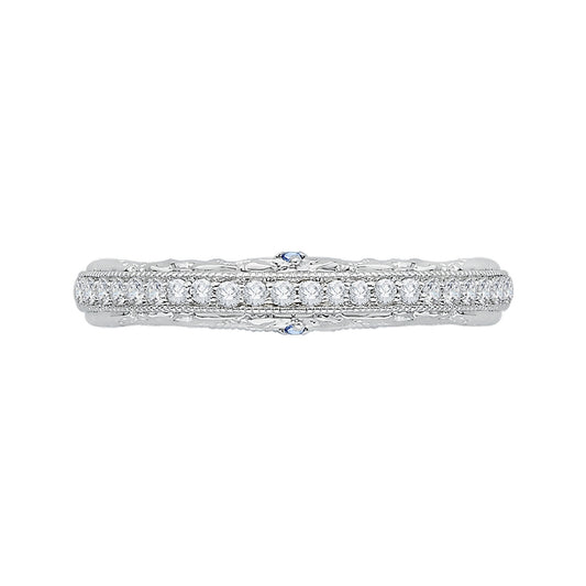 Shah Luxury 14K White Gold Euro Shank Round Diamond Wedding Band