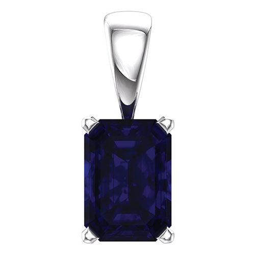 Stuller 14k  White Gold Chatham? Created Blue Sapphire Pendant