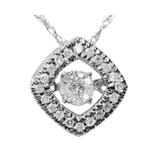 Gems One 14KT White Gold & Diamond Rhythm Of Love Neckwear Pendant   - 1/10 ctw