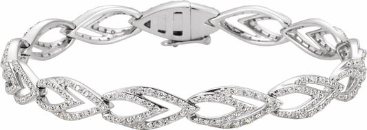 14K White 1 1/3 CTW Diamond Geometric Link Bracelet