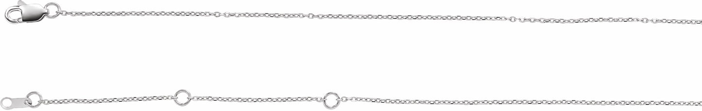 14K White 1 mm Adjustable Diamond-Cut Cable Chain 6 1/2-7 1/2 Bracelet
