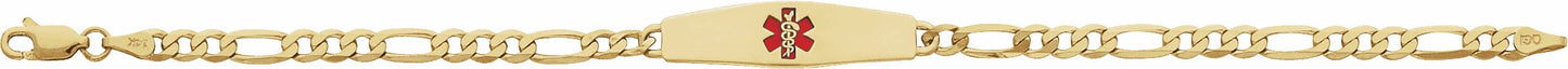 14K Yellow & Red Enamel Medical Identification 7 Bracelet