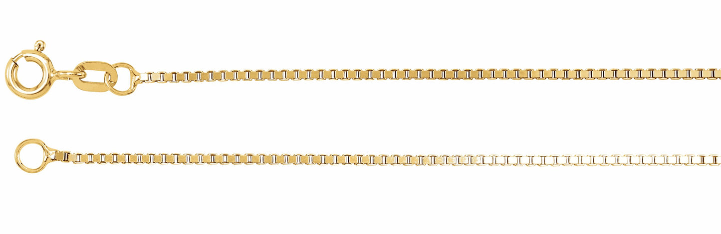 14K Yellow 1 mm Solid Box 7 Chain