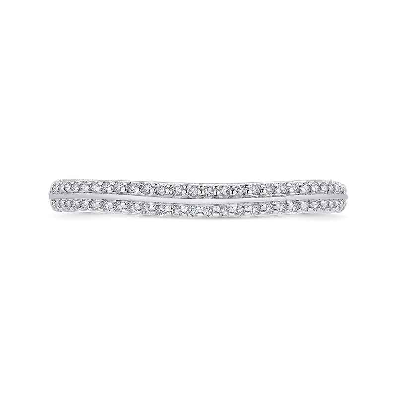 Shah Luxury Round Diamond Half-Eternity Wedding Band In 14K Two-Tone Gold with Euro Shank