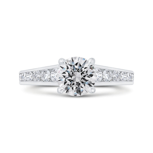 Shah Luxury 14K White Gold Round Cut Diamond Channel Set Engagement Ring (Semi-Mount)