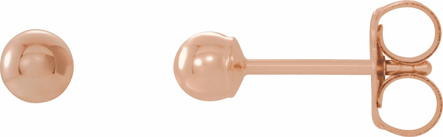 14K Rose 3 mm Ball Earrings