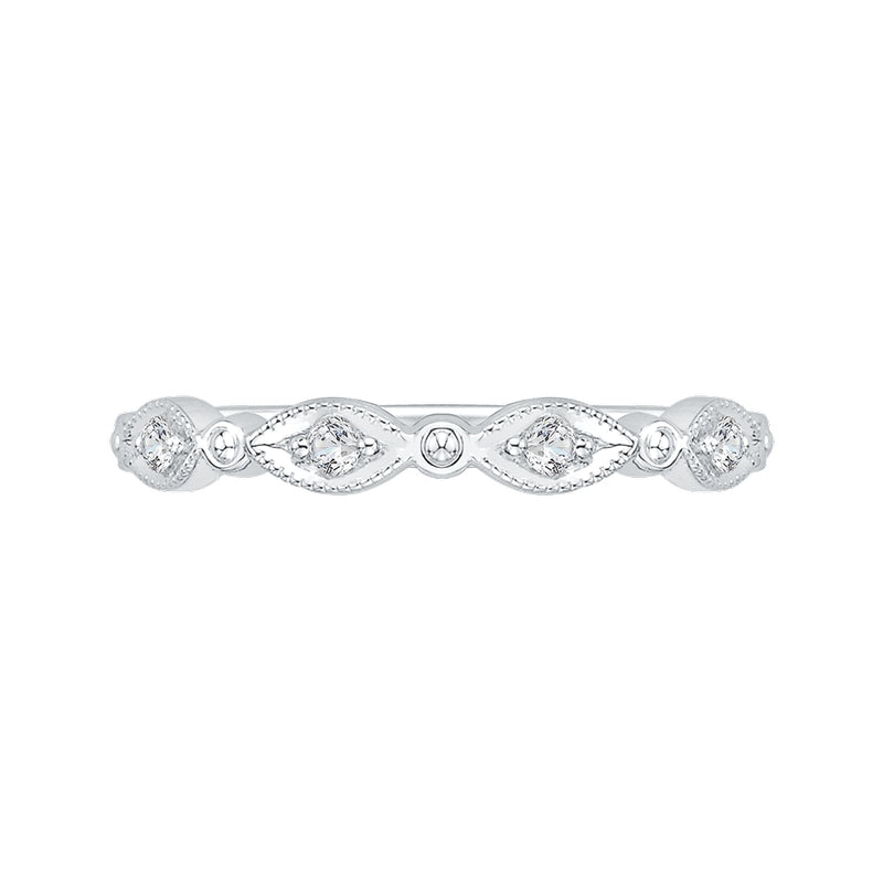 Shah Luxury 14K White Gold Round Diamond Wedding Band with Euro Shank