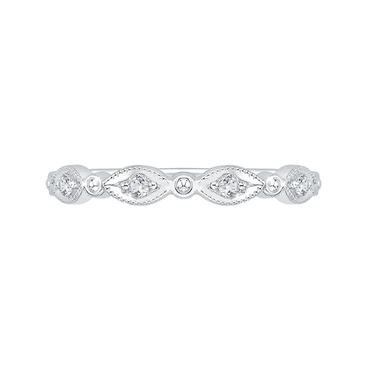 Shah Luxury 14K White Gold Round Diamond Wedding Band with Euro Shank