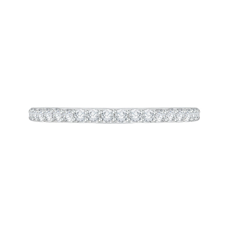 Shah Luxury 14K White Gold Round Diamond Half-Eternity Wedding Band with Euro Shank