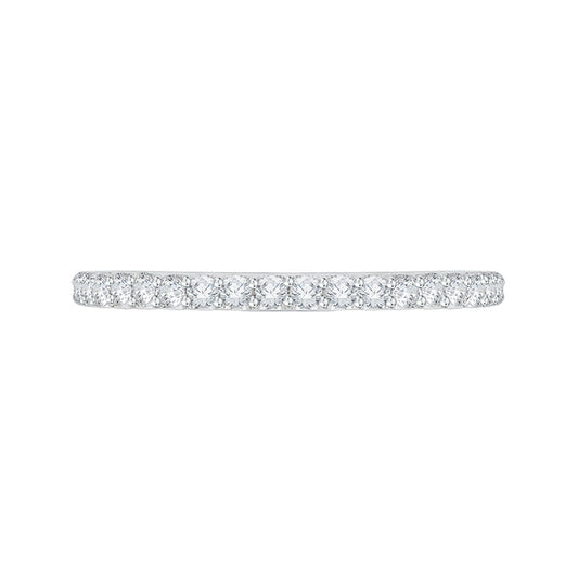 Shah Luxury 14K White Gold Round Diamond Half-Eternity Wedding Band with Euro Shank