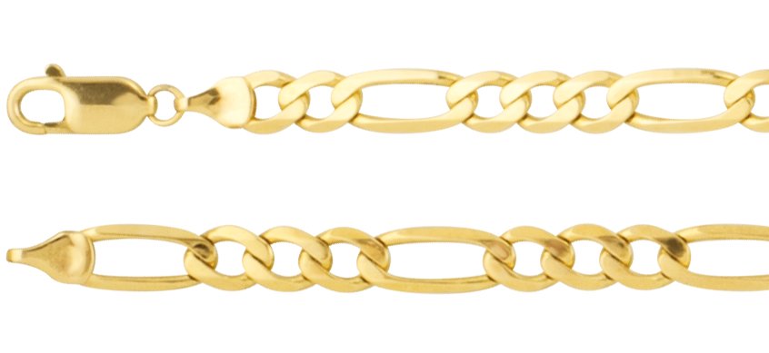 14K Yellow 5.5 mm Figaro 7 Bracelet