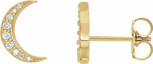 14K Yellow 1/10 CTW Diamond Crescent Moon Earrings