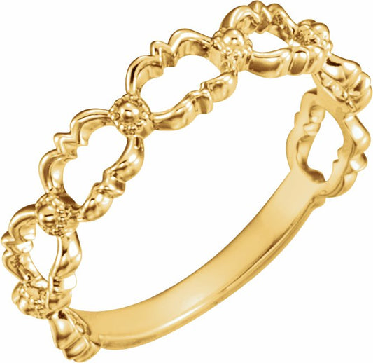 14K Yellow Stackable Bead Ring